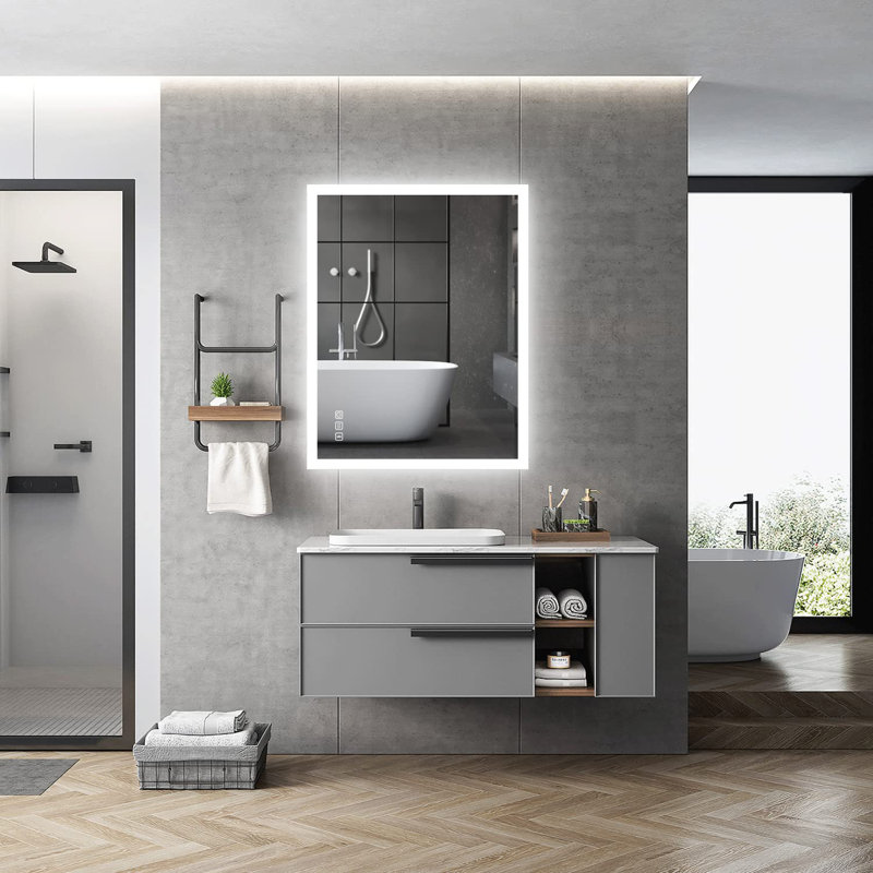 Ivy Bronx Bideford Lighted Bluetooth Bathroom Mirror, LED Vanity Wall